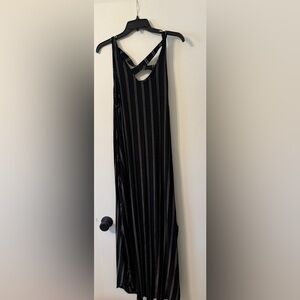 Elegant Black Striped Maxi Dress